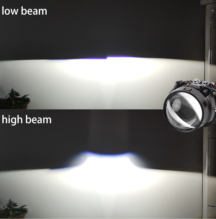 汽車2.5寸LED雙光透鏡大燈無損改裝款3燈光效果
